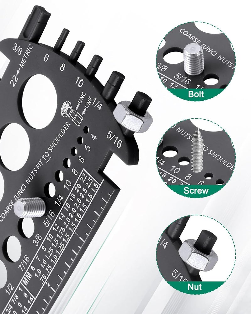 moroinriz Bolt Gauge (Metric and SAE), Bolt Sizer for Quickly Sizing Nuts and Bolts, Plastic Bolt Measuring Tool, Easy to Read Bolt Size and Thread Gauge - Image 3